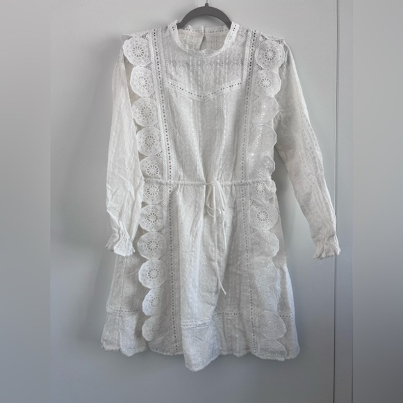 Ravia Cotton Lace Mini Dress in White Maje Lookalike - Picture 3 of 4